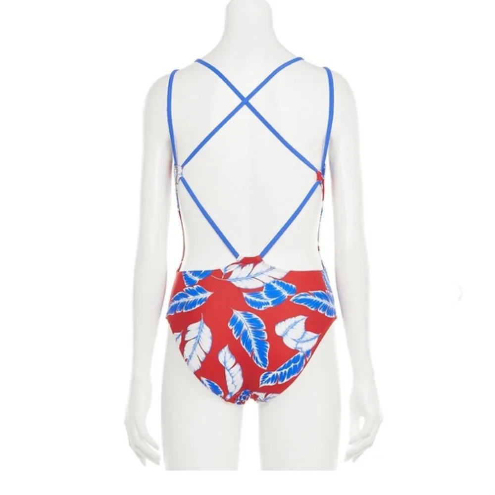 Indigo Rein Strappy Back One-Piece Swimsuit L